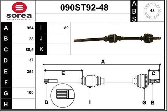 STARTCAR 090ST92-48 - Полуоска vvparts.bg