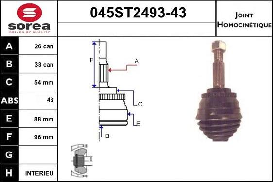 STARTCAR 045ST2493-43 - Каре комплект, полуоска vvparts.bg