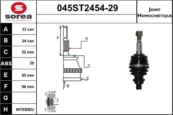 STARTCAR 045ST2454-29 - Каре комплект, полуоска vvparts.bg