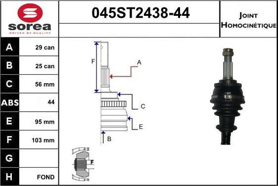 STARTCAR 045ST2438-44 - Каре комплект, полуоска vvparts.bg