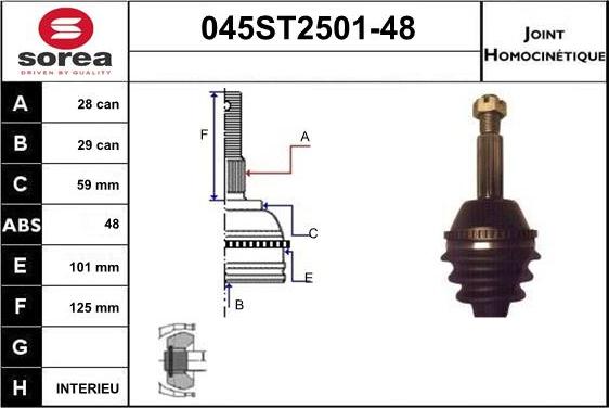 STARTCAR 045ST2501-48 - Каре комплект, полуоска vvparts.bg