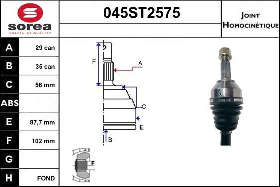 STARTCAR 045ST2575 - Каре комплект, полуоска vvparts.bg