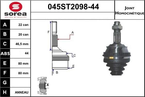 STARTCAR 045ST2098-44 - Каре комплект, полуоска vvparts.bg