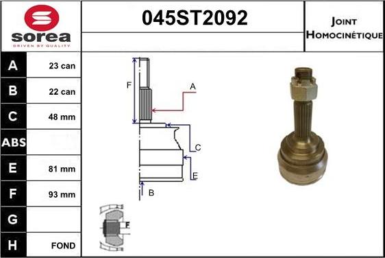 STARTCAR 045ST2092 - Каре комплект, полуоска vvparts.bg