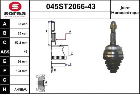 STARTCAR 045ST2066-43 - Каре комплект, полуоска vvparts.bg