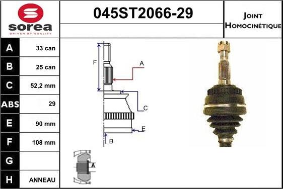 STARTCAR 045ST2066-29 - Каре комплект, полуоска vvparts.bg