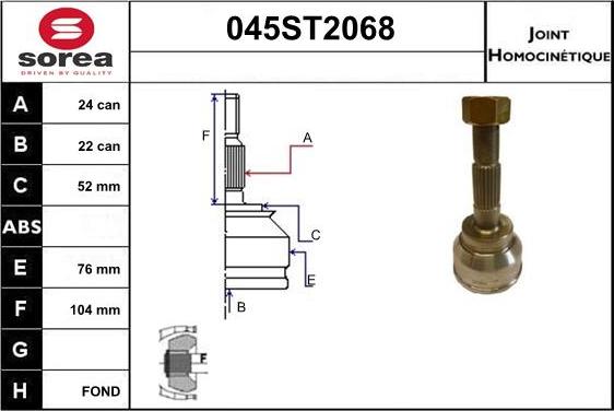 STARTCAR 045ST2068 - Каре комплект, полуоска vvparts.bg