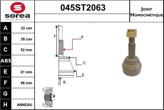 STARTCAR 045ST2063 - Каре комплект, полуоска vvparts.bg