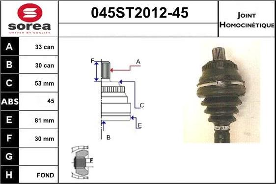 STARTCAR 045ST2012-45 - Каре комплект, полуоска vvparts.bg