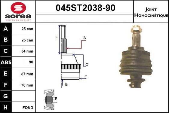 STARTCAR 045ST2038-90 - Каре комплект, полуоска vvparts.bg