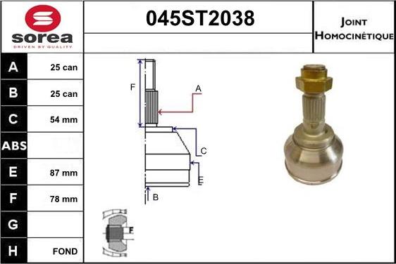 STARTCAR 045ST2038 - Каре комплект, полуоска vvparts.bg