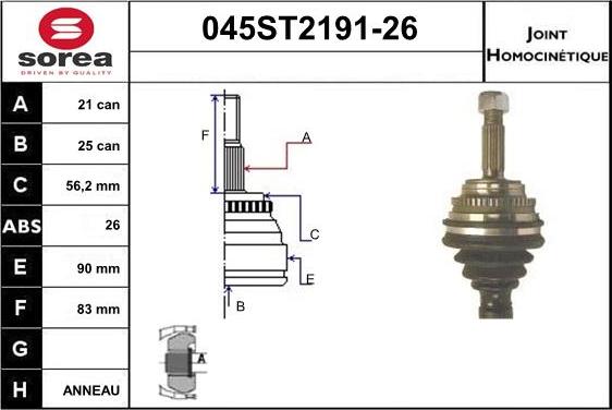 STARTCAR 045ST2191-26 - Каре комплект, полуоска vvparts.bg