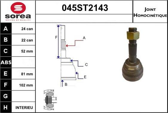 STARTCAR 045ST2143 - Каре комплект, полуоска vvparts.bg