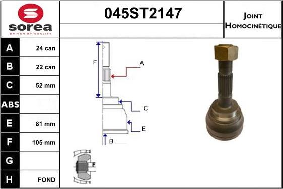 STARTCAR 045ST2147 - Каре комплект, полуоска vvparts.bg