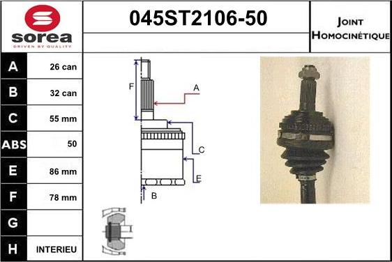 STARTCAR 045ST2106-50 - Каре комплект, полуоска vvparts.bg