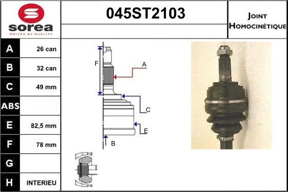 STARTCAR 045ST2103 - Каре комплект, полуоска vvparts.bg