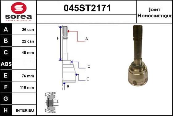 STARTCAR 045ST2171 - Каре комплект, полуоска vvparts.bg