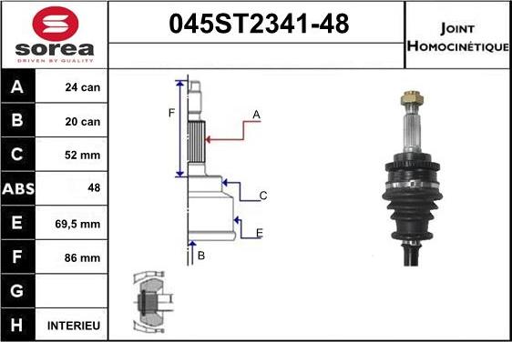 STARTCAR 045ST2341-48 - Каре комплект, полуоска vvparts.bg