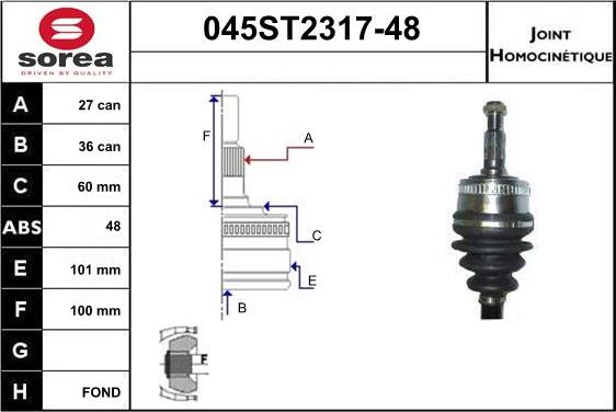 STARTCAR 045ST2317-48 - Каре комплект, полуоска vvparts.bg