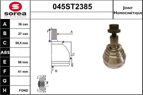 STARTCAR 045ST2385 - Каре комплект, полуоска vvparts.bg