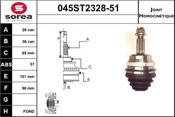 STARTCAR 045ST2328-51 - Каре комплект, полуоска vvparts.bg