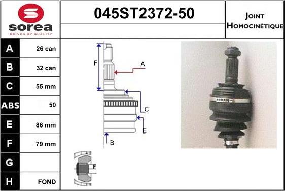 STARTCAR 045ST2372-50 - Каре комплект, полуоска vvparts.bg