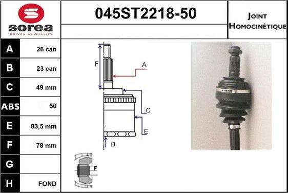 STARTCAR 045ST2218-50 - Каре комплект, полуоска vvparts.bg