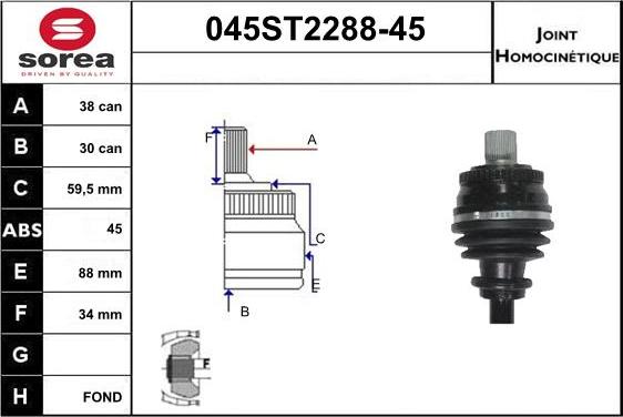 STARTCAR 045ST2288-45 - Каре комплект, полуоска vvparts.bg