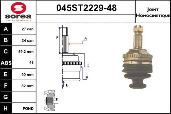 STARTCAR 045ST2229-48 - Каре комплект, полуоска vvparts.bg