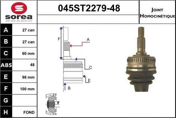 STARTCAR 045ST2279-48 - Каре комплект, полуоска vvparts.bg