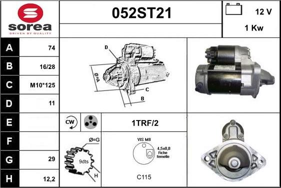 STARTCAR 052ST21 - Стартер vvparts.bg