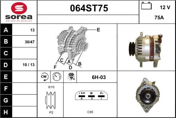 STARTCAR 064ST75 - Генератор vvparts.bg