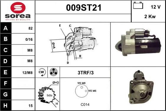 STARTCAR 009ST21 - Стартер vvparts.bg