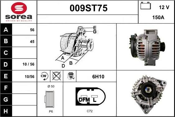 STARTCAR 009ST75 - Генератор vvparts.bg