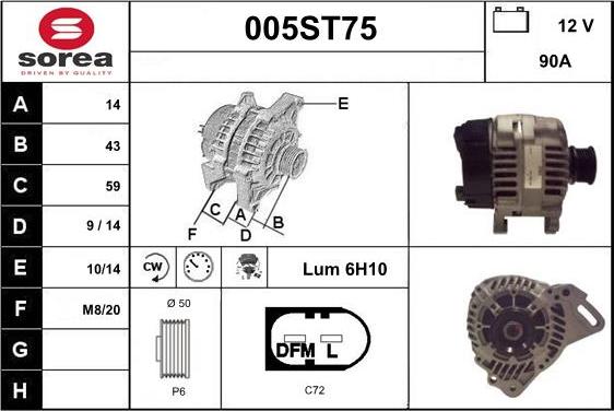 STARTCAR 005ST75 - Генератор vvparts.bg