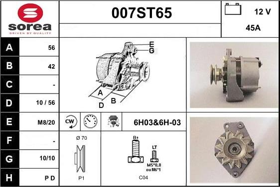 STARTCAR 007ST65 - Генератор vvparts.bg