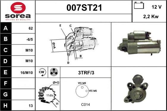 STARTCAR 007ST21 - Стартер vvparts.bg