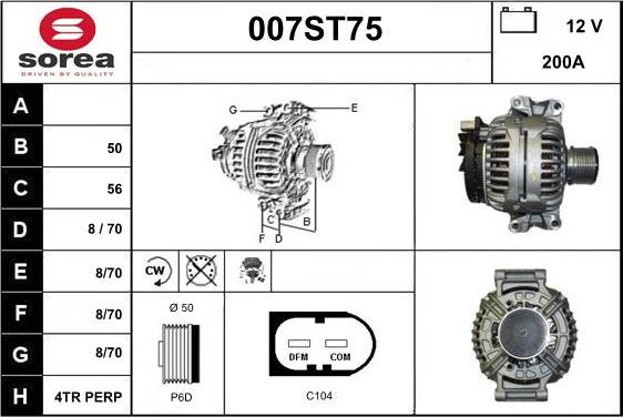 STARTCAR 007ST75 - Генератор vvparts.bg