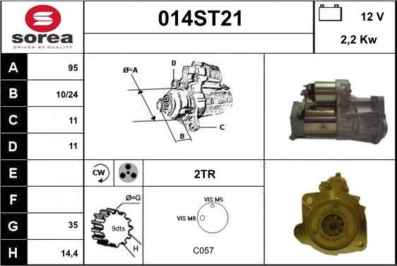 STARTCAR 014ST21 - Стартер vvparts.bg