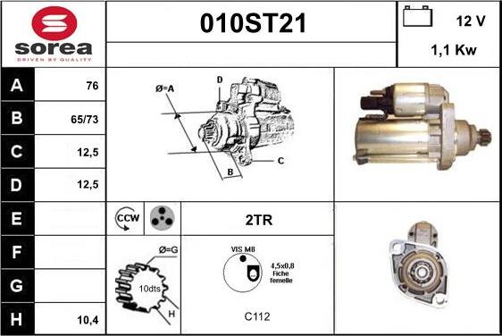 STARTCAR 010ST21 - Стартер vvparts.bg