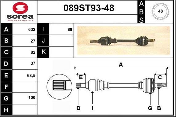 STARTCAR 089ST93-48 - Полуоска vvparts.bg