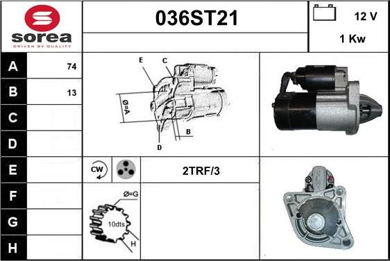 STARTCAR 036ST21 - Стартер vvparts.bg