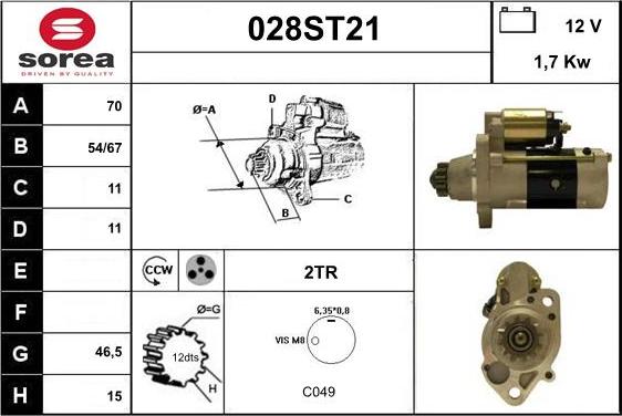 STARTCAR 028ST21 - Стартер vvparts.bg