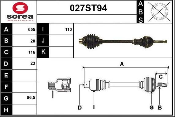 STARTCAR 027ST94 - Полуоска vvparts.bg