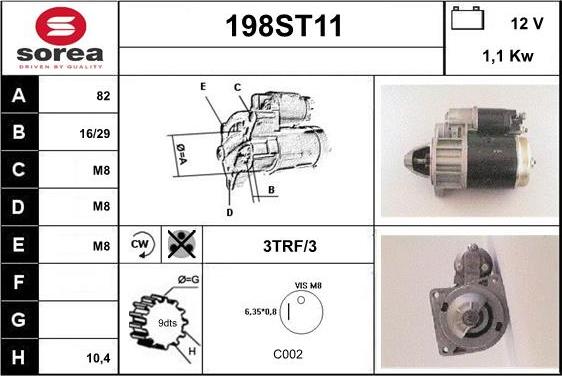 STARTCAR 198ST11 - Стартер vvparts.bg