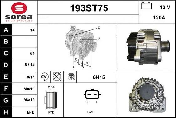 STARTCAR 193ST75 - Генератор vvparts.bg