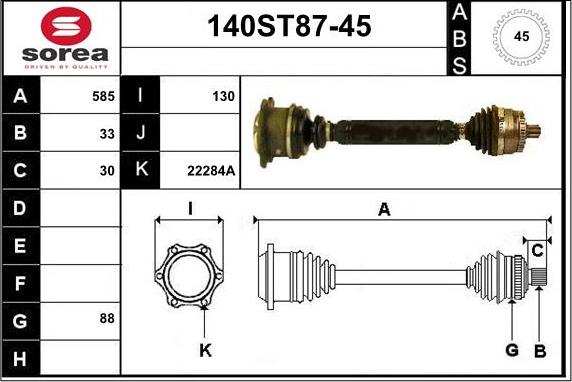 STARTCAR 140ST87-45 - Полуоска vvparts.bg