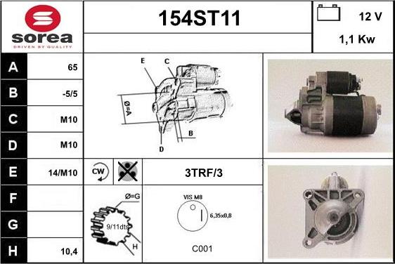 STARTCAR 154ST11 - Стартер vvparts.bg