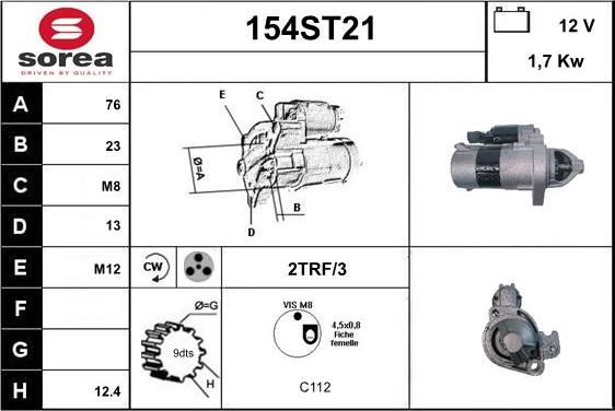 STARTCAR 154ST21 - Стартер vvparts.bg