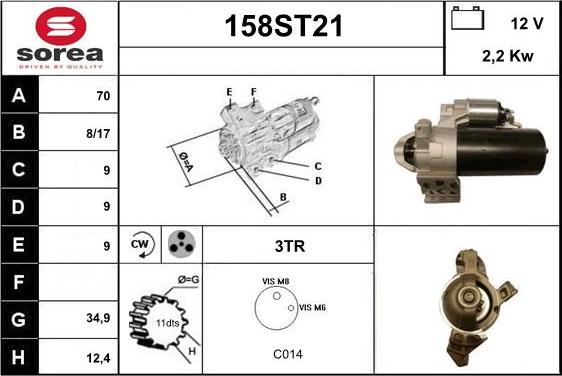 STARTCAR 158ST21 - Стартер vvparts.bg